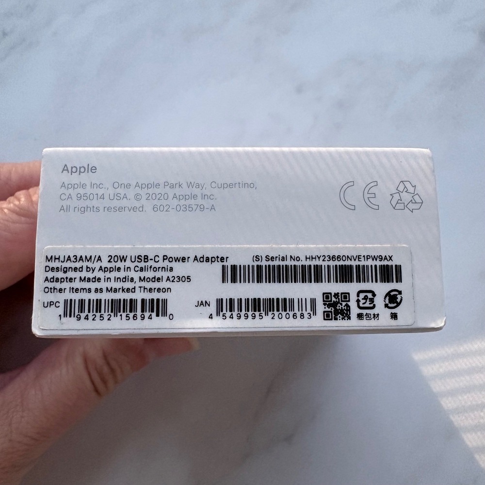 Apple 20W USB-C Power Adapter Wall Charger Block White MHJA3AM/A A2305 NEW - Picture 2 of 4